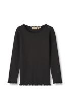 Rib T-Shirt L/S Reese Tops T-shirts Long-sleeved T-shirts Black Wheat