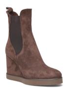 Zeppa Rubber Sole Shoes Boots Ankle Boots Ankle Boots With Heel Brown ...