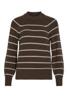 Viril Crew Neck L/S Stripe Knit Top Tops Knitwear Jumpers Brown Vila