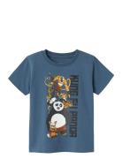 Nmmjac Kungfupanda Nreg Ss Top Box Sky Tops T-shirts Short-sleeved Nav...