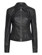 Waisted Faux Leather Zip Jacket Nahkatakki Black Monki