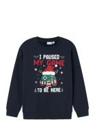 Nkmvismas Ls Nreg Sweat Bru Tops Knitwear Pullovers Navy Name It