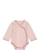 Wrap Body Ls Y/D Stripe Bodies Long-sleeved Pink Fixoni