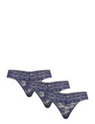 Brief Thong Low Lacey 3 Pack Stringit Alusvaatteet Navy Lindex