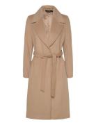 Belted Wool-Blend Wrap Coat Villakangastakki Pitkä Takki Beige Lauren ...