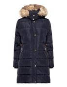 Faux-Fur-Trim Hooded Down Coat Topattu Pitkä Takki Navy Lauren Ralph L...