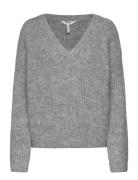 Objmilu Ls Lo V-Neck Knit E Au 24 Tops Knitwear Jumpers Grey Object