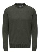 Onseddy Reg 7 Wool Crew Knit Tops Knitwear Round Necks Khaki Green ONL...