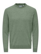 Onseddy Reg 7 Wool Crew Knit Tops Knitwear Round Necks Green ONLY & SO...