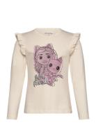 T-Shirt Ls Tops T-shirts Long-sleeved T-shirts Cream Minymo