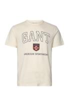 Graphic T-Shirt Tops T-shirts Short-sleeved Cream GANT