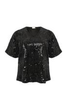 Kcnicoleen Sequin Blouse Tops Blouses Short-sleeved Black Kaffe Curve