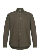 Konrad Oxford Shirt - Seasonal Tops Shirts Casual Khaki Green Les Deux