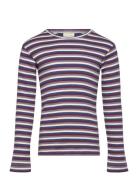 T-Shirt L/S Modal Multi Striped Tops T-shirts Long-sleeved T-shirts Mu...