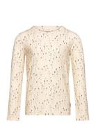 T-Shirt L/S Printed Tops T-shirts Long-sleeved T-shirts Cream Petit Pi...