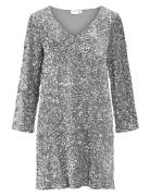 Vifaith V-Neck L/S Sequin Dress/Vol Lyhyt Mekko Silver Vila