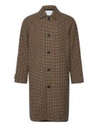 Michael Houndstooth Wool Coat 3.0 Villakangastakki Pitkä Takki Brown L...