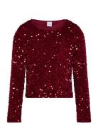 Top Velvet And Sequins Tops T-shirts Long-sleeved T-shirts Red Lindex