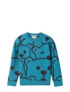 Jacquard Knit Pullover Tops Knitwear Pullovers Blue Tom Tailor