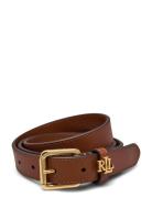 Logo-Keeper Leather Skinny Belt Vyö Brown Lauren Ralph Lauren