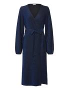 Sparkling Midi Wrap Dress Polvipituinen Mekko Navy Bubbleroom