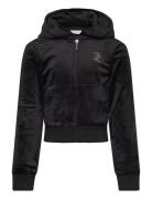 Jc Diamante Zip Thru Hood Tops Sweat-shirts & Hoodies Hoodies Black Ju...