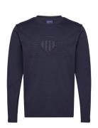 Reg Tonal Shield Ls T-Shirt Tops T-shirts Long-sleeved Blue GANT