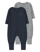 Nbmnightsuit 2P Zip Ff Grey Dino Noos Pyjama Sie Jumpsuit Haalari Navy...