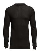 Merino Knit O-Neck Tops Knitwear Round Necks Black Lindbergh