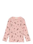 T-Shirt Ls Aop Rib Tops T-shirts Long-sleeved T-shirts Pink Minymo