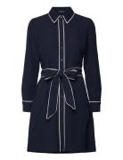 Two-T Belted Georgette Shirtdress Lyhyt Mekko Navy Lauren Ralph Lauren