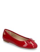 Jayna Crinkle Patent Leather Flat Ballerinat Red Lauren Ralph Lauren