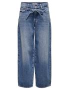 Onlgianna Mw Straight Dot596 Dnm Noos Bottoms Jeans Wide Blue ONLY