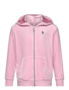 Hoodjacket Velour Solid Tops Sweat-shirts & Hoodies Hoodies Pink Linde...