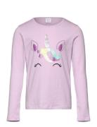 Top L S Unicorn Face Tops T-shirts Long-sleeved T-shirts Purple Lindex