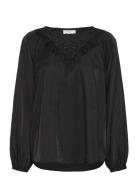 Fqsazy-Blouse Tops Blouses Long-sleeved Black FREE/QUENT