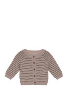 Cardigan Wool Knit Stripe Tops Knitwear Cardigans Beige Huttelihut