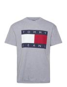 Tjm Rlx Melange Big Flag Tee Tops T-shirts Short-sleeved Grey Tommy Je...