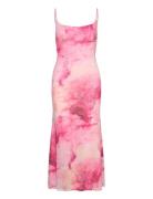 Adoni Print Mesh Midi Dress Polvipituinen Mekko Pink Bardot