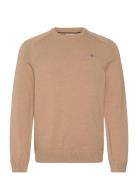 Casual Cotton Saddle C-Neck Tops Knitwear Round Necks Beige GANT