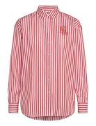 Relaxed Fit Striped Broadcloth Shirt Tops Shirts Long-sleeved Red Laur...