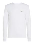 Woven Label Waffle Ls Tee Tops T-shirts Long-sleeved White Calvin Klei...