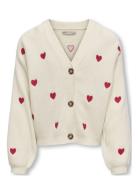 Kogdana Life Ls Heart Vneck Cardigan Knt Tops Knitwear Cardigans Cream...