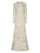 Yasfloree Ls Train Dress S. - Celeb Maksimekko Juhlamekko Cream YAS