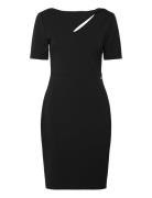 Scuba Crepe Front Twist Dress Lyhyt Mekko Black Calvin Klein