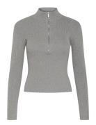 Yasmiagz Zipper Pullover Tops Knitwear Jumpers Grey Gestuz