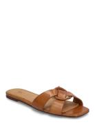 Leather O-Ring Sandal Matalapohjaiset Sandaalit Brown Polo Ralph Laure...