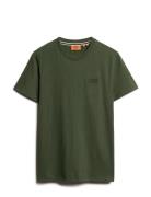 Essential Logo Emb Tee Tops T-shirts Short-sleeved Khaki Green Superdr...