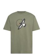 Wader T-Shirt Tops T-shirts Short-sleeved Khaki Green Makia