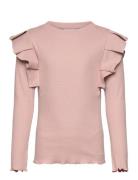 Tnnua L_S Rib Tee Tops T-shirts Long-sleeved T-shirts Pink The New